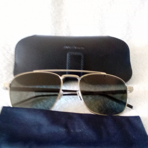 NEW SAINT LAURENT SL 665 002 Sunglasses Silver / Crystal / Grey Pilot 56mm